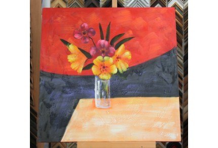 Obraz váza s květy 90x90 cm